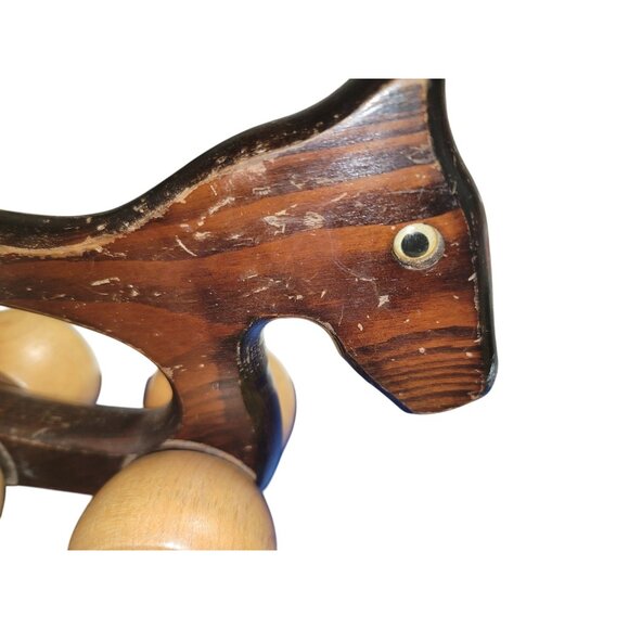Vintage Wooden Horse Rolling Toy With Rope Tail & Smooth Wheels Handcrafted - Picture 4 of 13